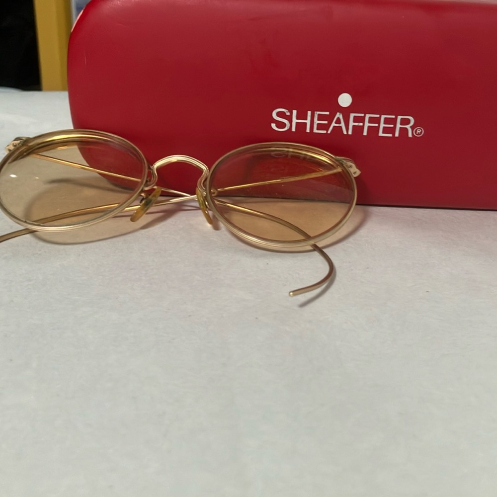 Sheaffer gold toned wire rim glasses, vintage.